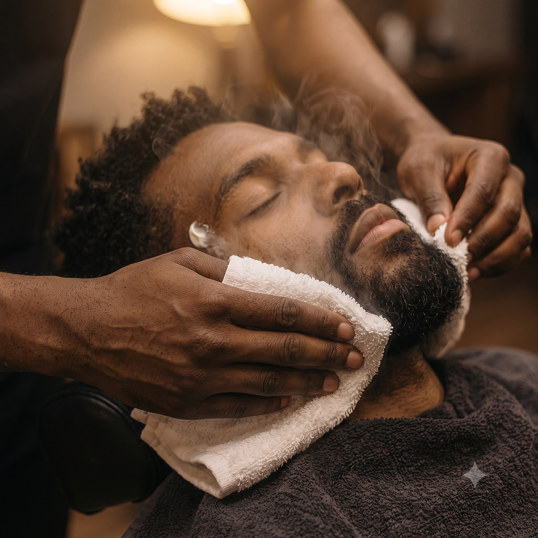 Barba com toalha Quente